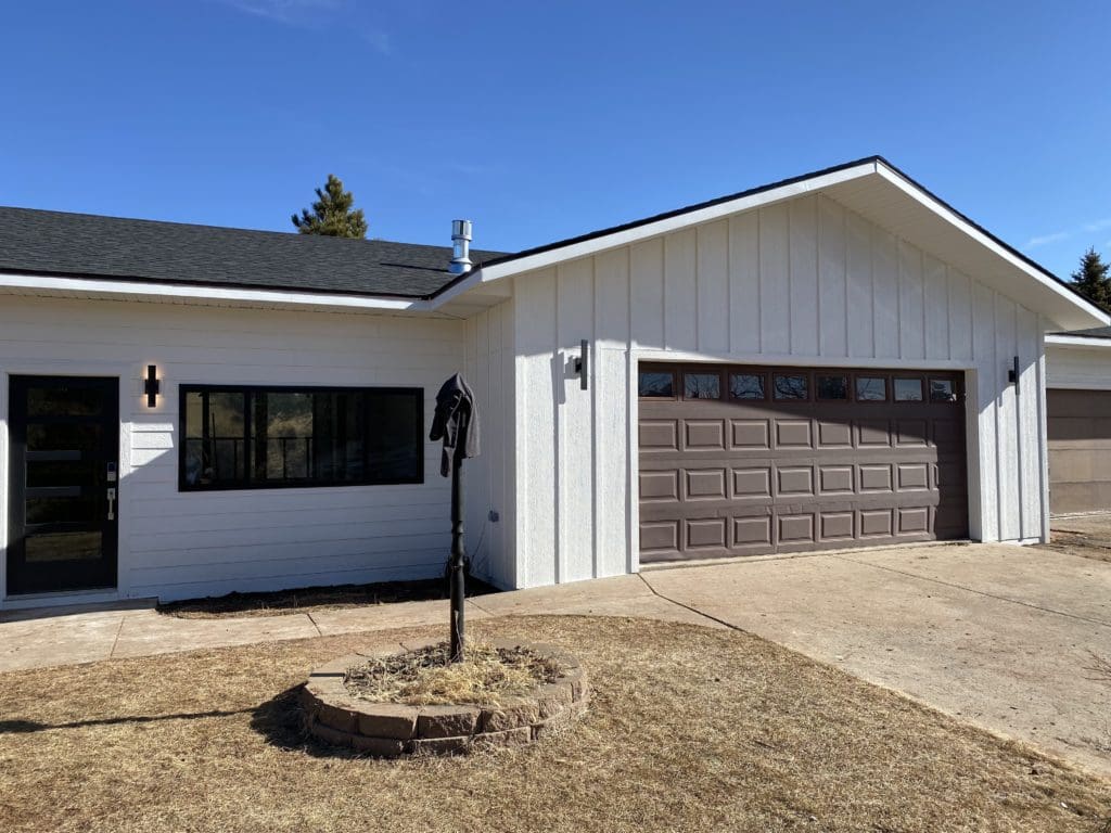 wood siding installed and painted
