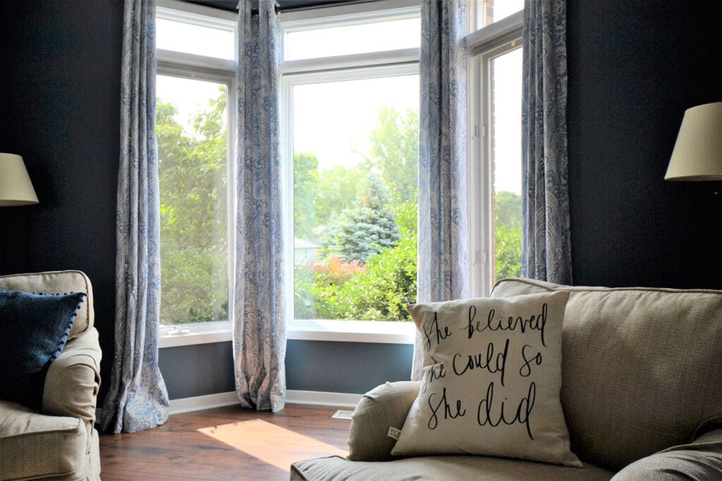 Interior shot of a home with a new bay window